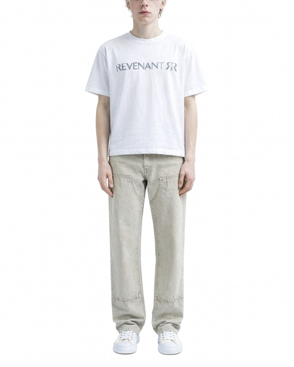 Distressed stamp S/S tee White