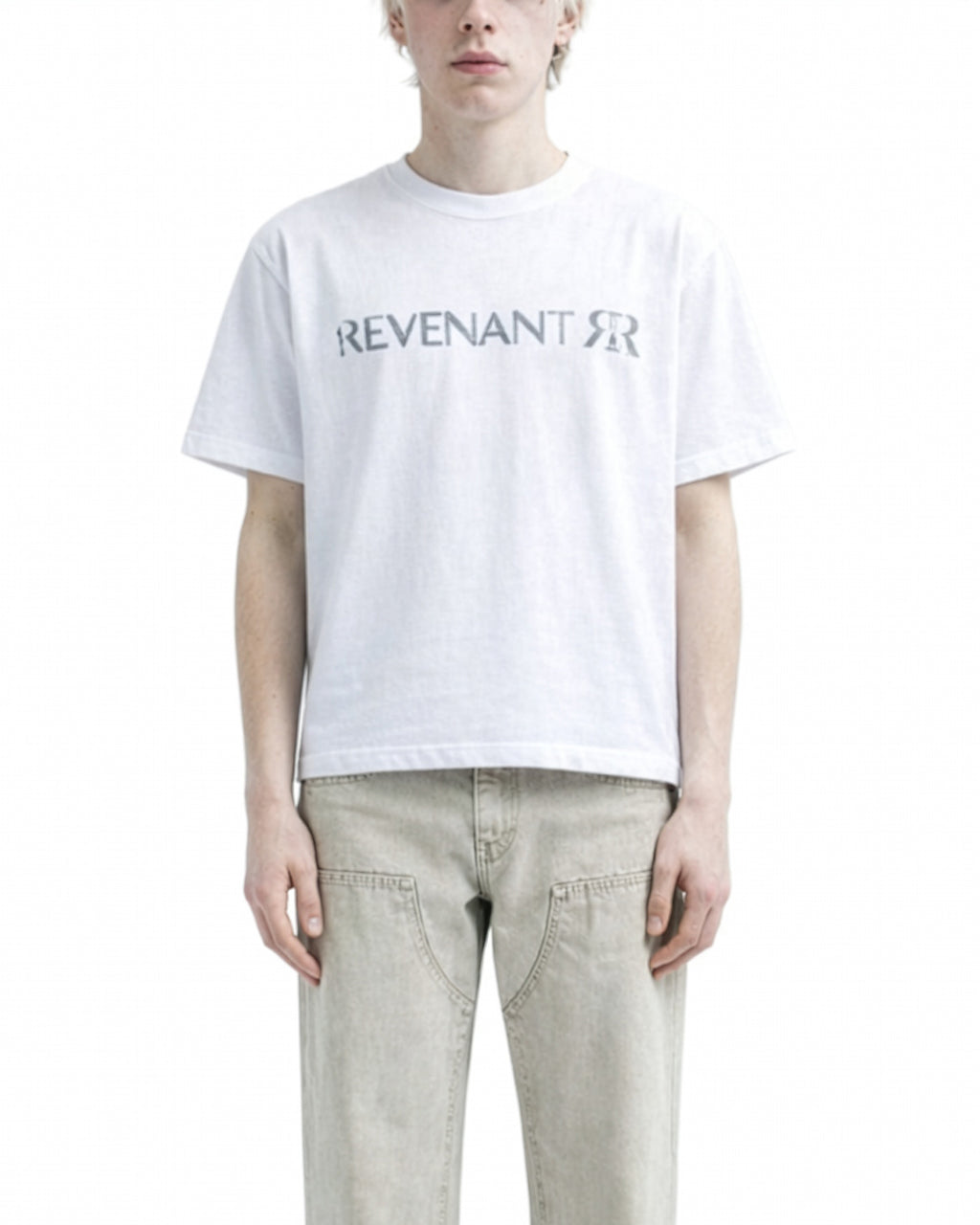 Distressed stamp S/S tee White